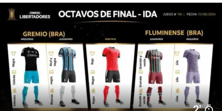 Conmebol divulga uniformes de Fluminense e Grêmio nos duelos pela Libertadores